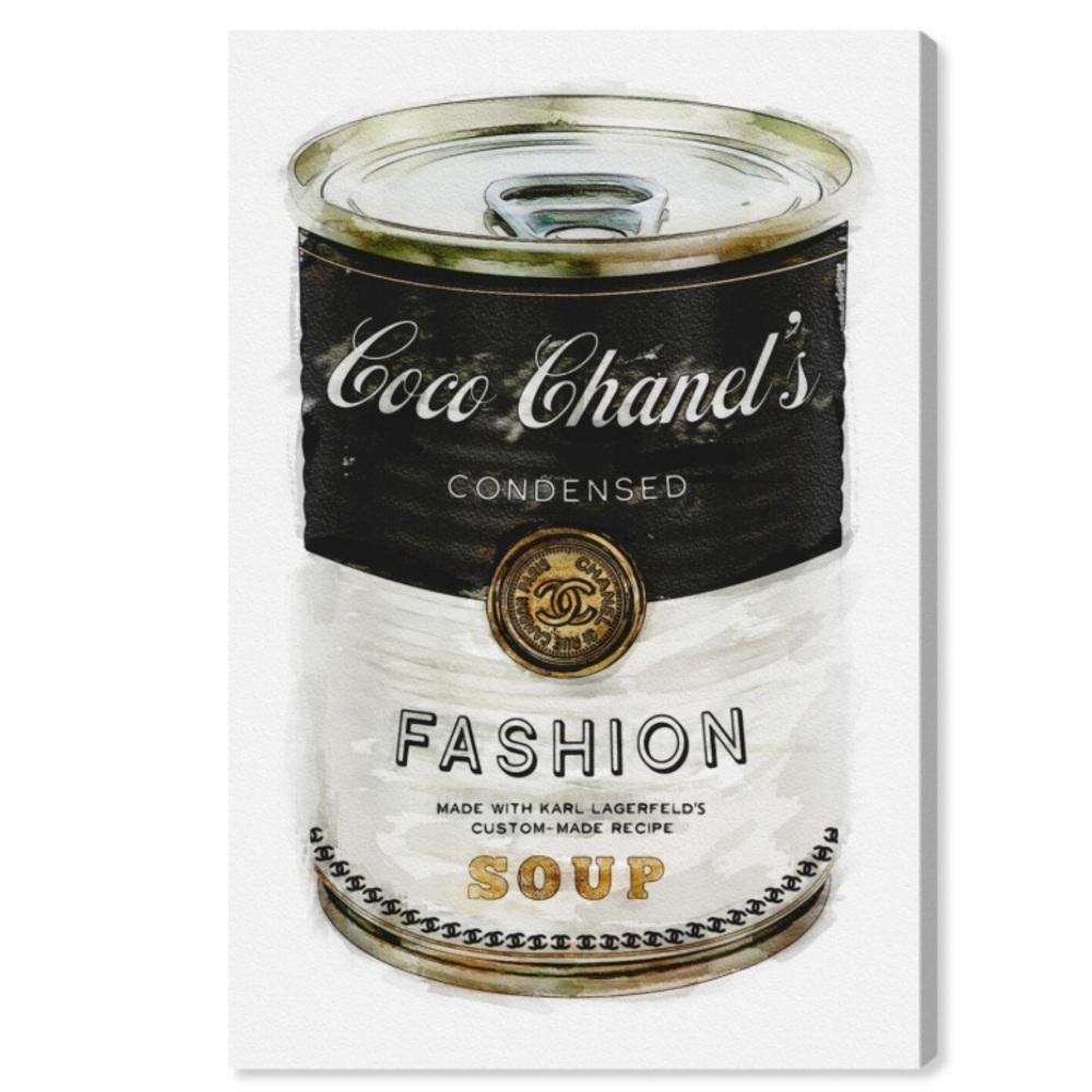 OLIVER GAL Fashion Soup Can On Canvas Print 24”H x 16”W
